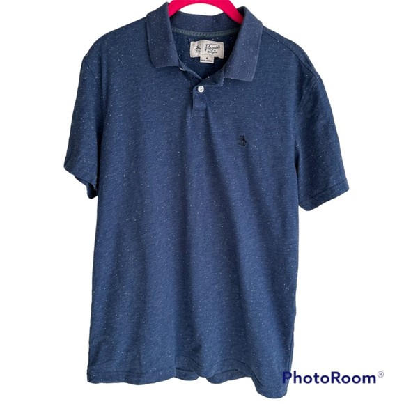 Other - Penguin by Musingwear Blue Speckled Mens Career Casual Polo, M